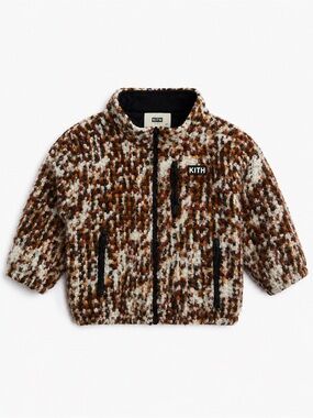 Kith Kids Multi-Tone Sherpa Puffer Jacket — Brown & Cream
